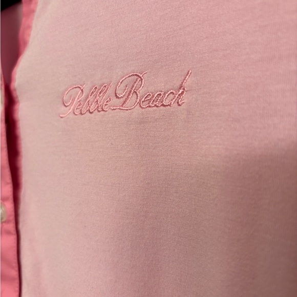 Vintage Pebble Beach Preppy Golf Pink Long Sleeve Polo Top Medium - Picture 6 of 6